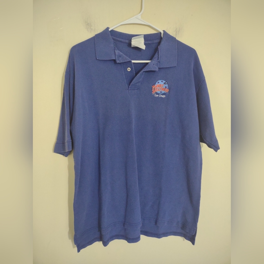 VTG Planet Hollywood San Diego Blue Polo‎ Shirt Large Made In The USA Nostalgia